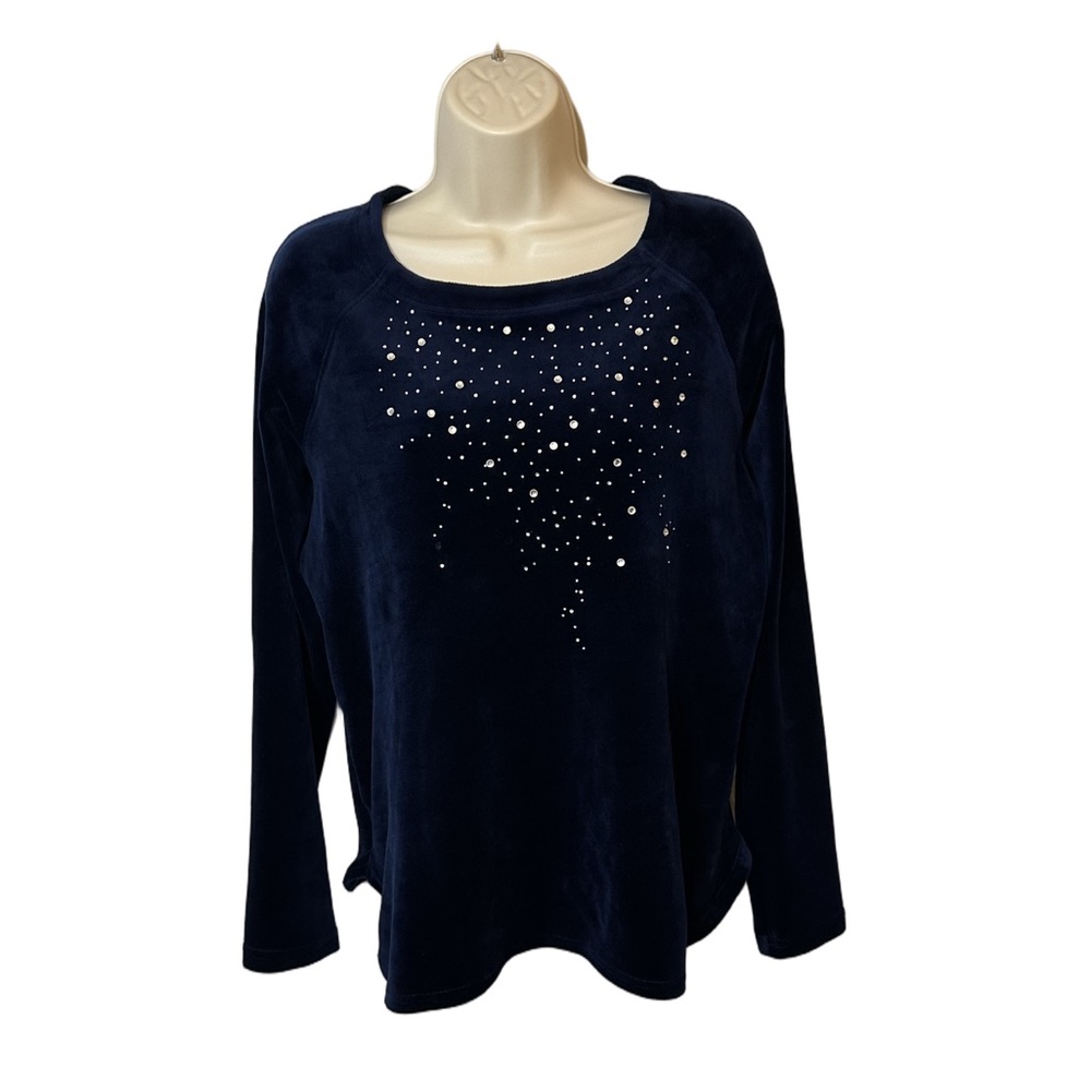 Midnight Velvet Pearl Top Womens S Luxe Winter Glow Holiday Chic